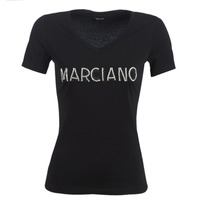 textil Dame T-shirts m. korte ærmer Marciano LOGO PATCH CRYSTAL Sort