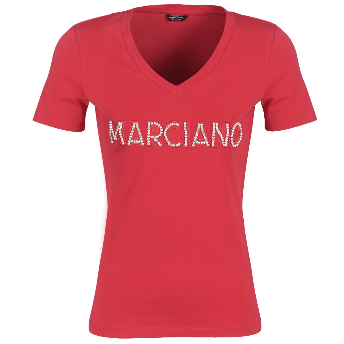 textil Dame T-shirts m. korte ærmer Marciano LOGO PATCH CRYSTAL Rød