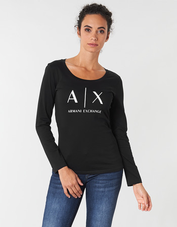 textil Dame Langærmede T-shirts Armani Exchange 8NYTDG-YJ16Z-1200 Sort