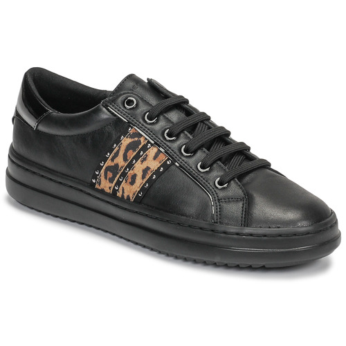 Sko Dame Lave sneakers Geox D PONTOISE Sort / Leopard