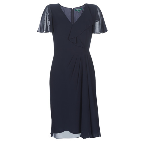 textil Dame Lange kjoler Lauren Ralph Lauren CUTLER CAP SLEEVE DAY DRESS Marineblå