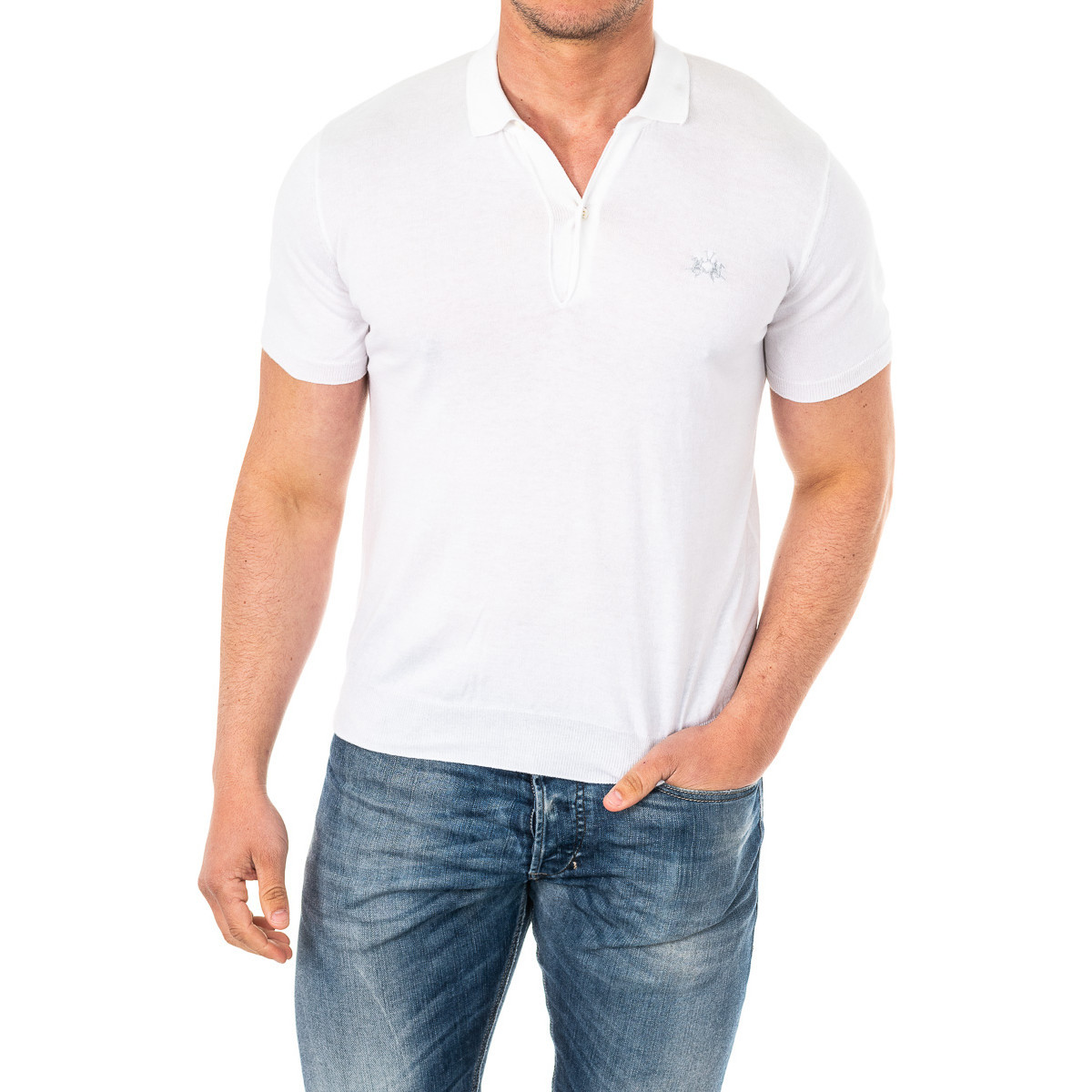 textil Herre Polo-t-shirts m. korte ærmer La Martina HMSA01-00001 Hvid