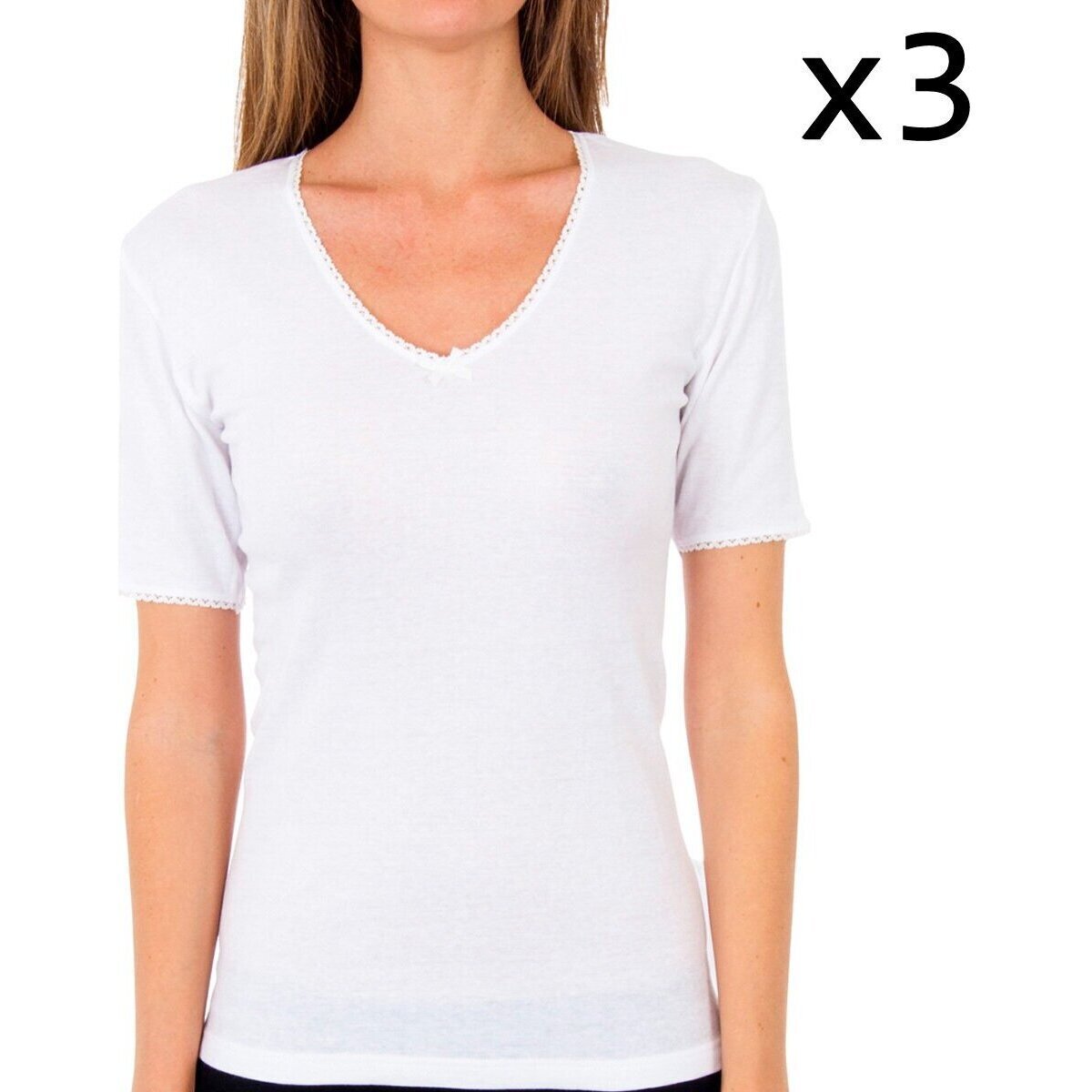 textil Dame T-shirts m. korte ærmer Abanderado APP01BS-BLANCO Hvid