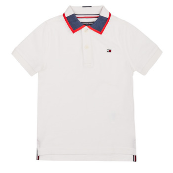 textil Dreng Polo-t-shirts m. korte ærmer Tommy Hilfiger KB0KB05658 Hvid