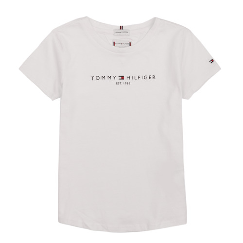 textil Pige T-shirts m. korte ærmer Tommy Hilfiger KG0KG05023 Hvid