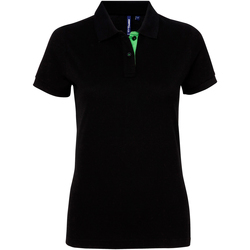 textil Dame Polo-t-shirts m. korte ærmer Asquith & Fox Contrast Black/ Lime
