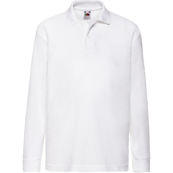 textil Dreng Polo-t-shirts m. lange ærmer Fruit Of The Loom 63201 Hvid