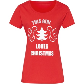 textil Dame T-shirts m. korte ærmer Christmas Shop CJ212 Red