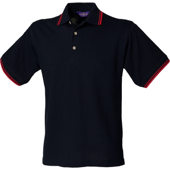 textil Herre Polo-t-shirts m. korte ærmer Henbury HB150 Navy Red tipping