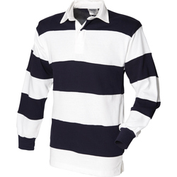 textil Herre Polo-t-shirts m. lange ærmer Front Row FR08M White & Navy (White collar)