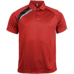 textil Herre Polo-t-shirts m. korte ærmer Kariban Proact PA457 Red/ Black/ Storm Grey