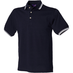 textil Herre Polo-t-shirts m. korte ærmer Henbury HB150 Navy White tipping