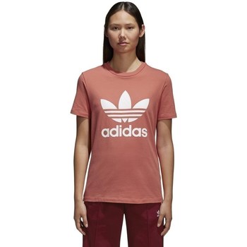 textil Dame T-shirts m. korte ærmer adidas Originals Trefoil Rød
