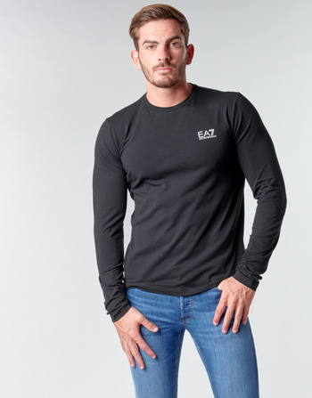 textil Herre Langærmede T-shirts Emporio Armani EA7 TRAIN CORE ID M TEE LS ST Sort / Logo / Hvid