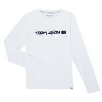 textil Dreng Langærmede T-shirts Teddy Smith CLAP Hvid
