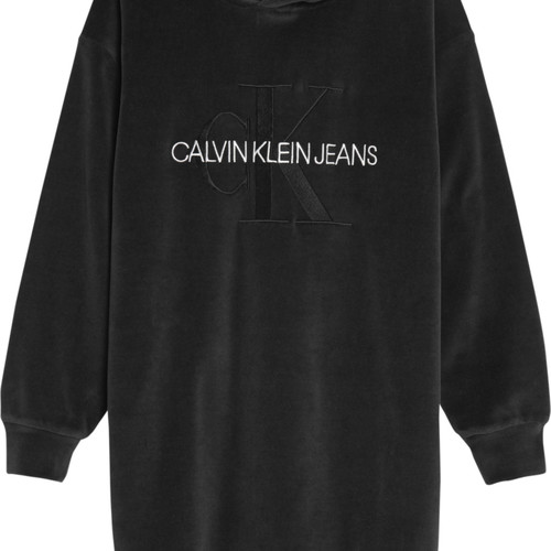 Calvin Klein Jeans IG0IG00711-BEH Sort - Gratis | Spartoo.dk ! - textil Korte kjoler Barn 464,00 Kr