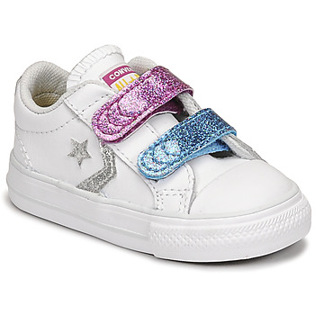 Sko Pige Lave sneakers Converse STAR PLAYER 2V GLITTER TEXTILE OX Hvid / Blå / Pink