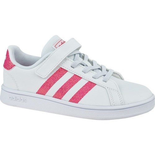 Sko Børn Lave sneakers adidas Originals Grand Court K Pink, Hvid