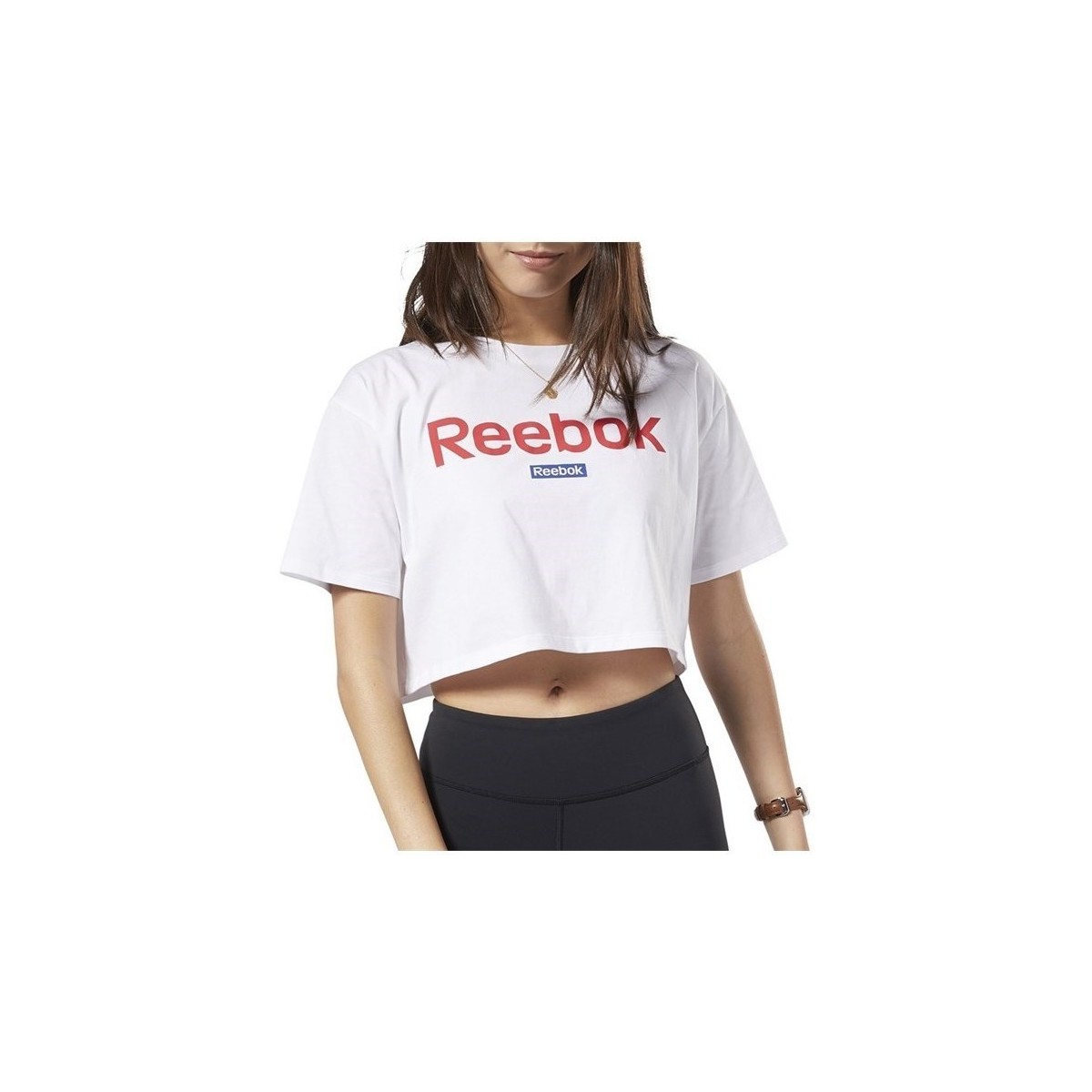 textil Dame T-shirts m. korte ærmer Reebok Sport Linear Logo Crop Tee Hvid