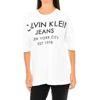 textil Dame T-shirts m. korte ærmer Calvin Klein Jeans J20J204632-112 Hvid