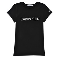 textil Pige T-shirts m. korte ærmer Calvin Klein Jeans INSTITUTIONAL T-SHIRT Sort