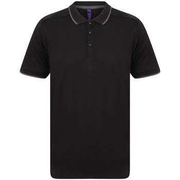 textil Herre Polo-t-shirts m. korte ærmer Henbury HB485 Black/Charcoal