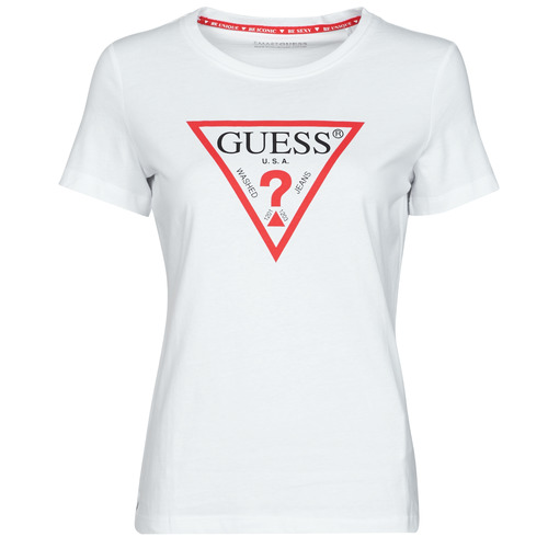 textil Dame T-shirts m. korte ærmer Guess SS CN ORIGINAL TEE Hvid