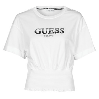textil Dame T-shirts m. korte ærmer Guess SS WINIFRED CROP TOP Hvid