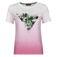 textil Dame T-shirts m. korte ærmer Guess SS CN PALMS TEE Pink / Flerfarvet