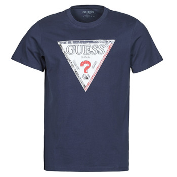 textil Herre T-shirts m. korte ærmer Guess TRIESLEY CN SS TEE Marineblå