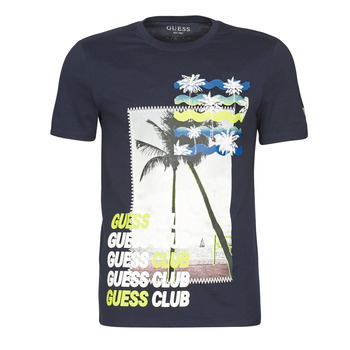 textil Herre T-shirts m. korte ærmer Guess GUESS CLUB CN SS TEE Marineblå