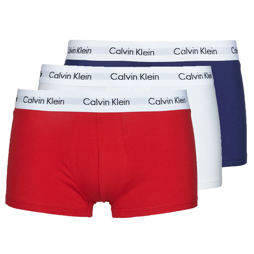 Calvin Klein Jeans RISE TRUNK X3 Marineblå / Hvid Rød - Gratis fragt | Spartoo.dk ! Undertøj Trunks Herre 329,00