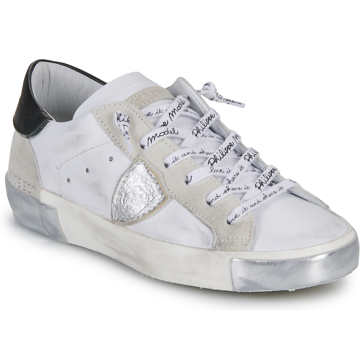 Sko Dame Lave sneakers Philippe Model PARIS Hvid / Sølv / Sort