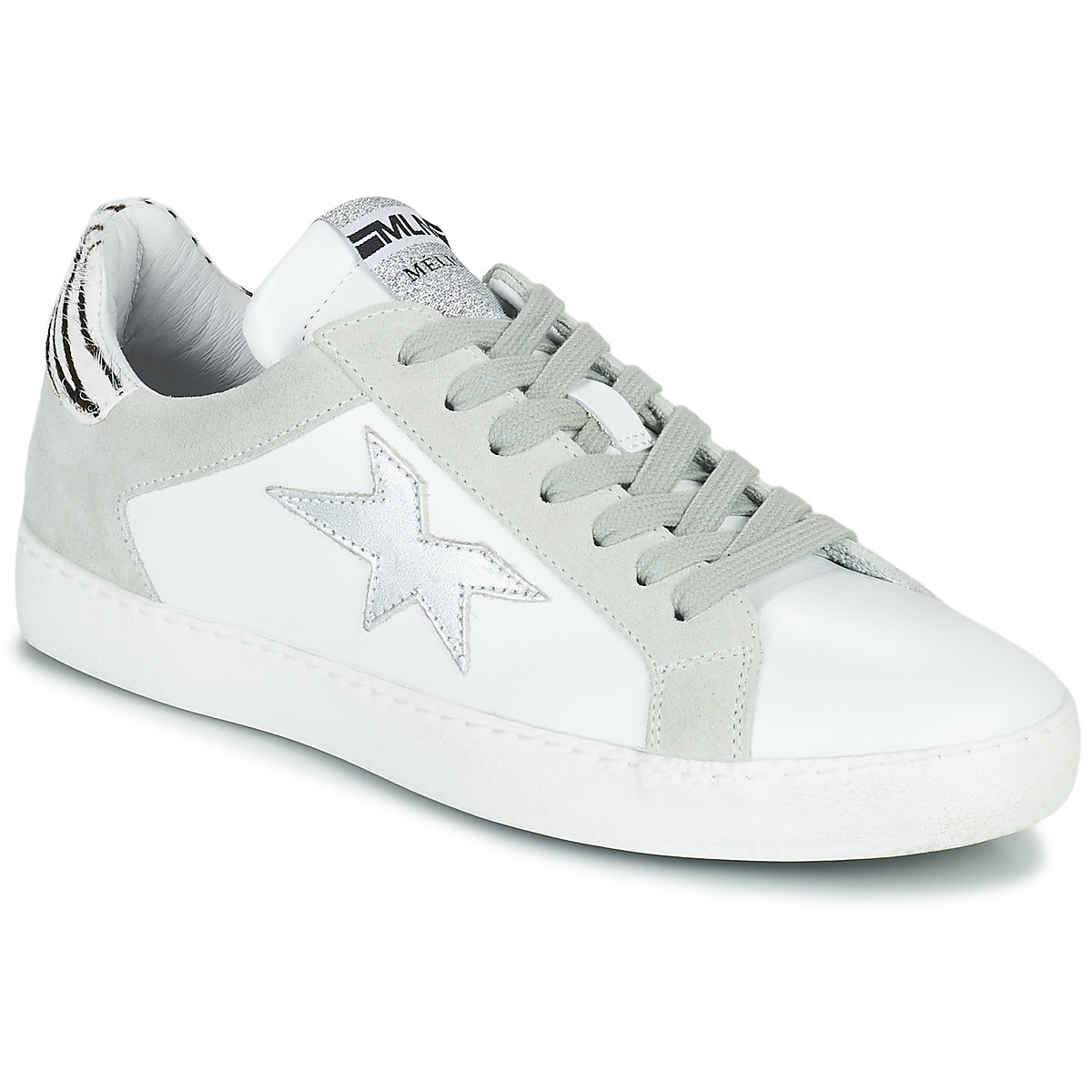 Sko Dame Lave sneakers Meline KUC256 Hvid / Sølv / Zebra