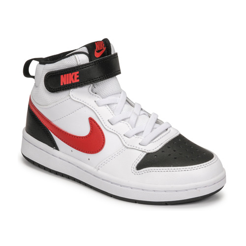 Sko Børn Høje sneakers Nike NIKE COURT BOROUGH MID 2 Hvid / Rød / Sort