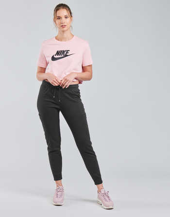 textil Dame Træningsbukser Nike NSAIR PANT FLC MR Sort / Hvid