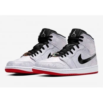 Sko Høje sneakers Nike Air Jordan 1 Mid Fearless x CLOT White/Black/Red