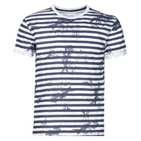 textil Herre T-shirts m. korte ærmer Yurban OLORD Marineblå / Hvid