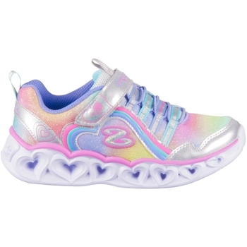 Sko Børn Lave sneakers Skechers Heart Lights Rainbow Lux Pink, Azurblå, Sølv