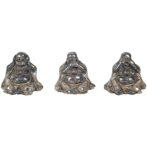 Indretning Små statuer og figurer Signes Grimalt Buddha 3 Forskellige Set 3U Sølv