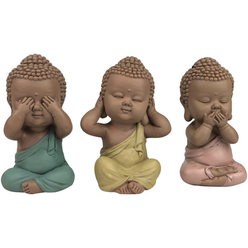 Indretning Små statuer og figurer Signes Grimalt Linda Buddha Set 3 Enheder Flerfarvet