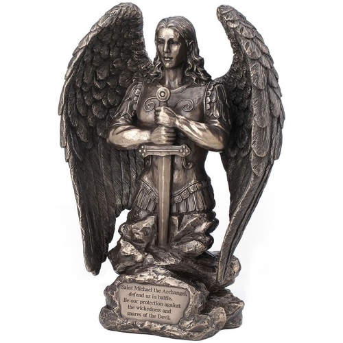 Indretning Små statuer og figurer Signes Grimalt Saint Michael Praying Bronze Sølv