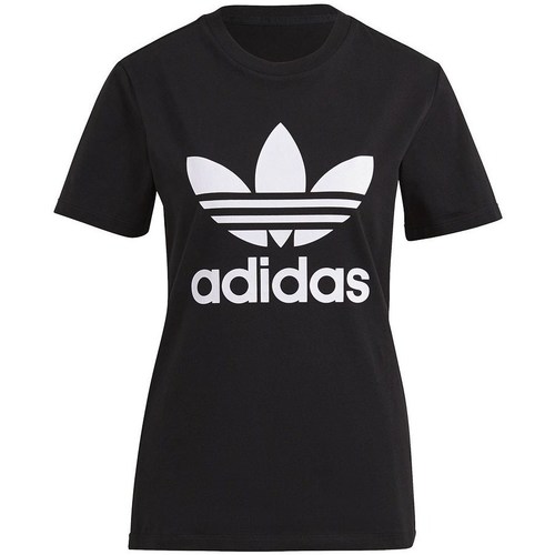 textil Dame T-shirts m. korte ærmer adidas Originals Trefoil Tee Sort, Hvid