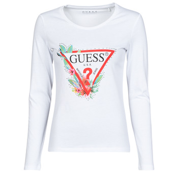 textil Dame Langærmede T-shirts Guess LS CN NELLI TEE Hvid