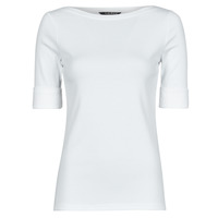 textil Dame T-shirts m. korte ærmer Lauren Ralph Lauren JUDY-ELBOW SLEEVE-KNIT Hvid