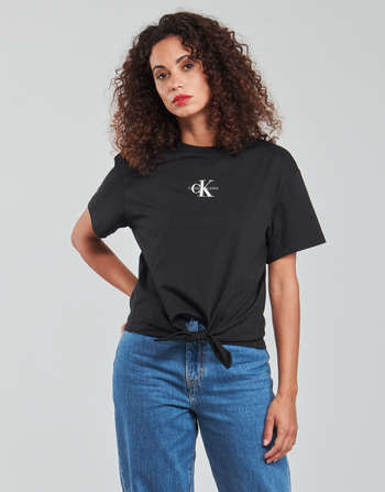 textil Dame Toppe / Bluser Calvin Klein Jeans KNOTTED TEE Sort