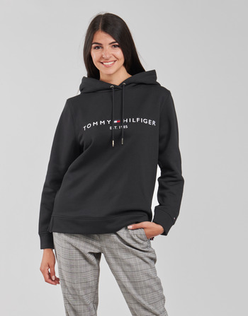 textil Dame Sweatshirts Tommy Hilfiger HERITAGE HILFIGER HOODIE LS Sort