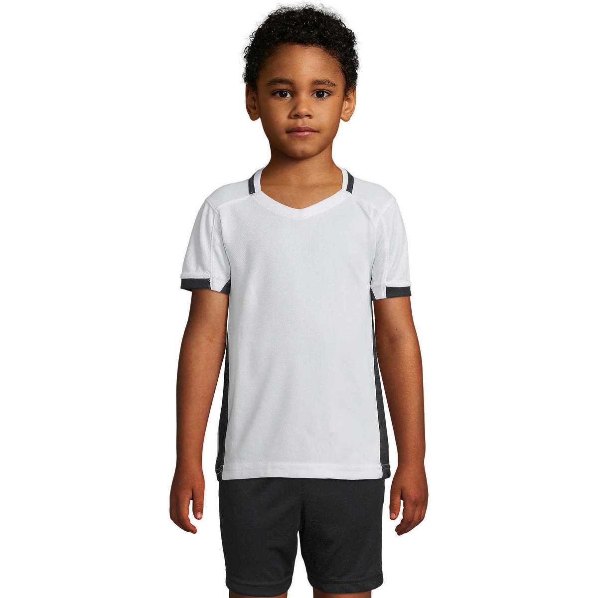 textil Børn T-shirts m. korte ærmer Sols CLASSICO KIDS Blanco Negro Hvid