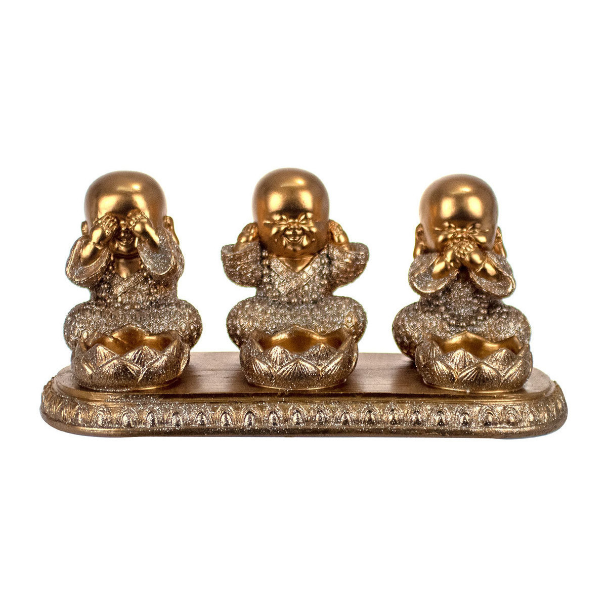 Indretning Små statuer og figurer Signes Grimalt Figur 3 Buddhas Set 3 U Guld