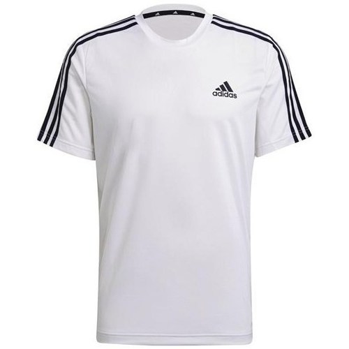 textil Herre T-shirts m. korte ærmer adidas Originals Aeroready Designed TO Move Sport 3STRIPES Tee Hvid